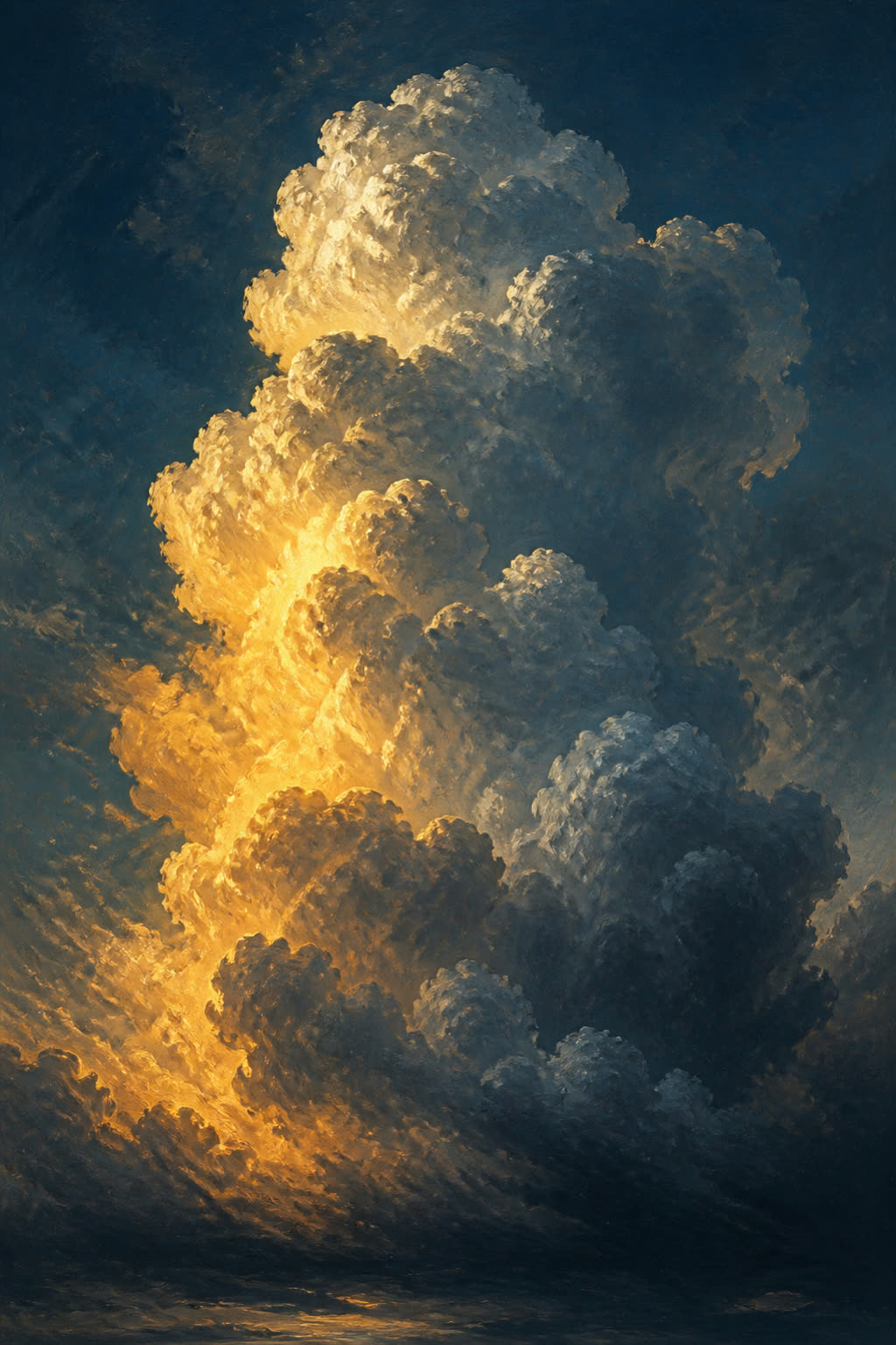 A sunlit thunderhead towering into a blue sky